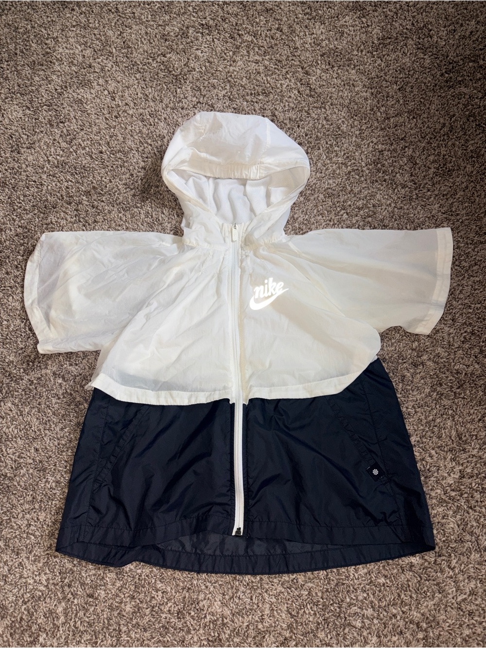 Nike Girls Hooded Windbreaker Jacket - White & Navy